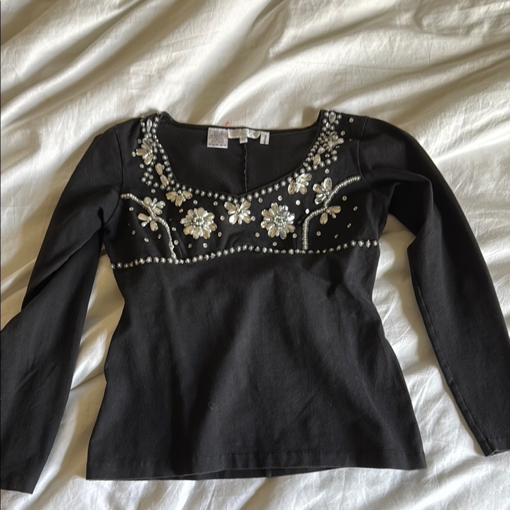 Embellished Black Top